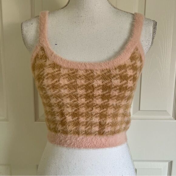 For Love & Lemons Cher Crop Sweater Tank in Light Pink Large NEW - Picture 2 of 6